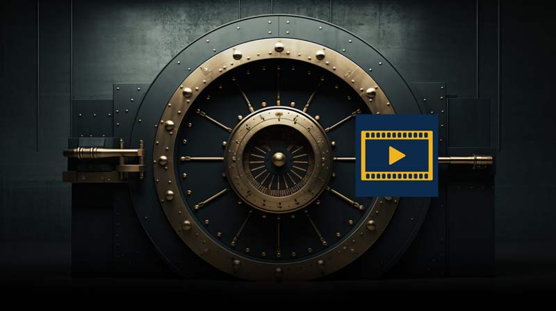 Video icon over a vault